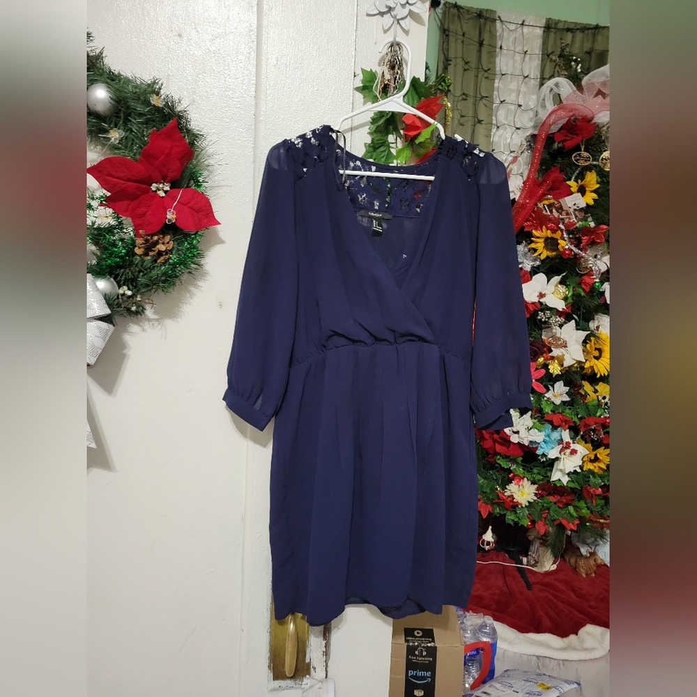 Forever 21 Deep Blue Long Sleeve Dress